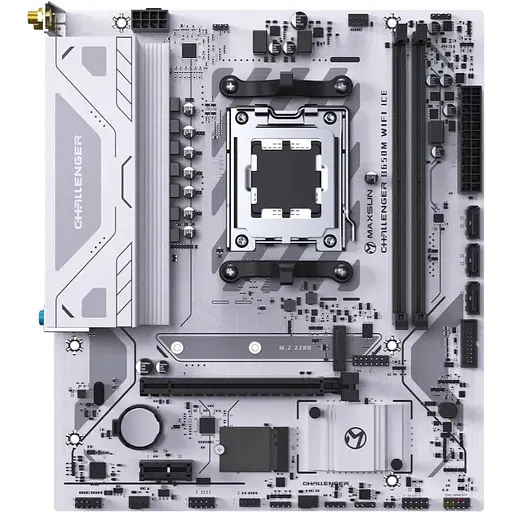 Материнская плата Maxsun AM5 eSport B650M WIFI6 ICE, B650, 2xDDR5, Int.Video (CPU), 3xSATA3, 1xM.2, 1xPCI-E 4.0 x16, 1xPCI-E 3.0 x1, ALC897, RTL8111H, RTL8821CE, BT4.2, 4xUSB3.2/2xUSB2.0, DP/HDMI, Micro ATX