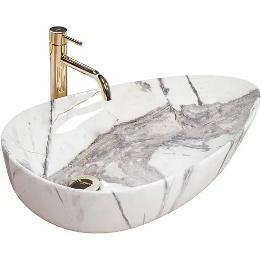 Умивальник Rea Greta 65 Thunder Shiny накладний мармур REA-U6500, Мармур - фото 1