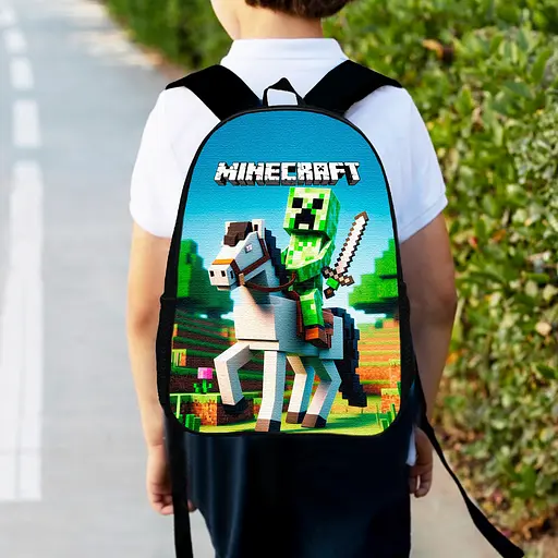 Рюкзак детский майнкрафт крипер на коне "Minecraft" 34х27см, городской ранец для мальчика (00533)