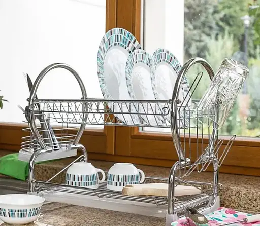 Сушарка для посуду Edenberg EB-2112 двоярусна з піддоном та відсіком для приладів - фото 3