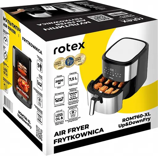 Мультипіч Rotex ROM760-XL Up&DownFry електрична 7.5л 2000Вт Чорний/Сріблястий - фото 10