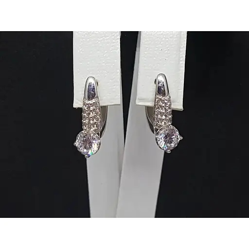 Срібні сережки Лазурит з фіанітами. 25014р - фото 4