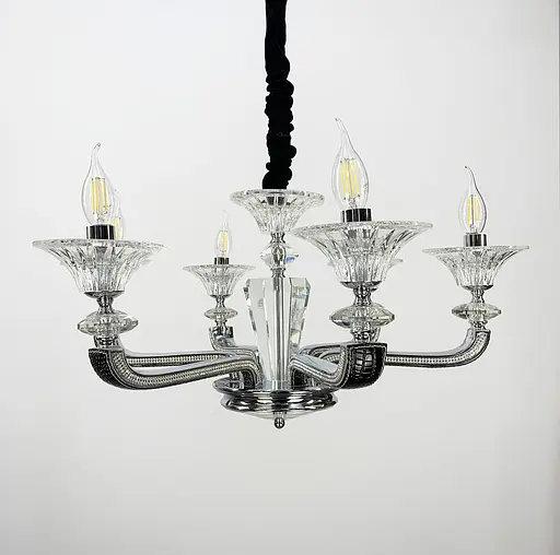 Классическая подвесная люстра с экокожией на корпусе Line.F S 609 BK - фото 1