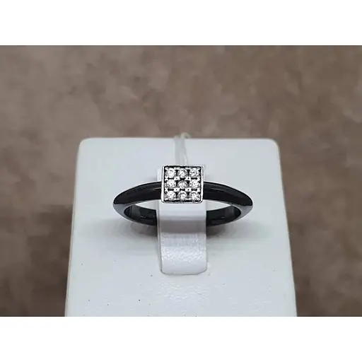 Серебряное кольцо Aurora с керамикой и фианитами. С1007Ч 18,5 - фото 4