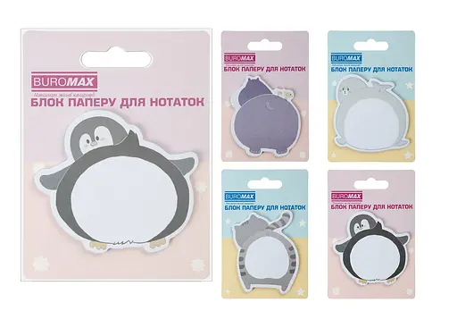 Блок для заметок Funny Animals, с клейким слоем, 75x75 мм, 30 листов, 2 шт. в упаковке