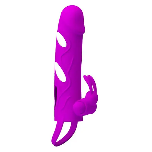 Насадка на пенис Pretty Love Vibrating Penis Sleeve 14 см фиолетовый - фото 3