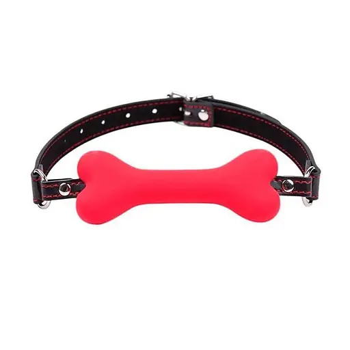 Кляп "Собачья кость" для BDSM и ролевых игр 12 см Красный K0164-1 - фото 1