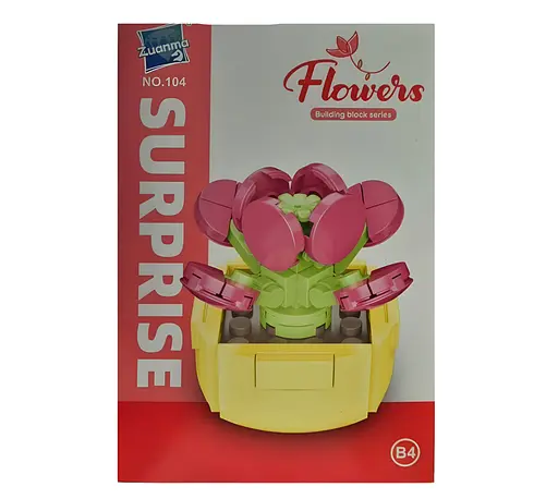 3D конструктор Flowers Красный кактус в горшке на 54 детали (25-102) - фото 2