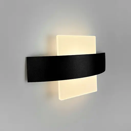 Черное бра с квадратным рассеивателем Line F Арт. W205 - 250*130 BK (квадрат) - фото 4