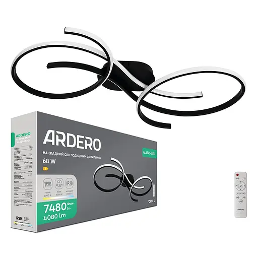 Світлодіодний накладний світильник Ardero AL6545-1ARD FORCE L 68Вт чорний - фото 1