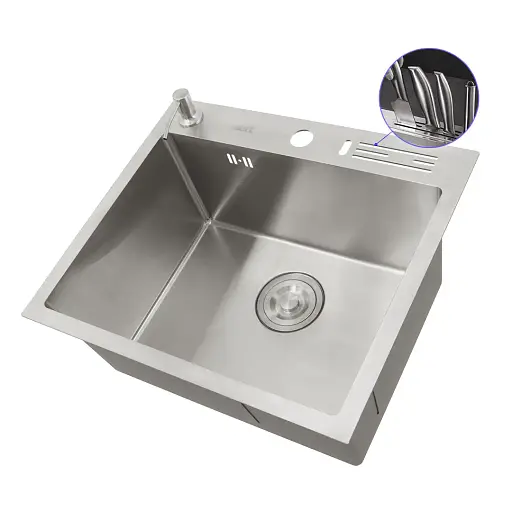 Мийка кухонна накладна 1.5 мм з нержавійки 45 см Nett NS-5245 - фото 3