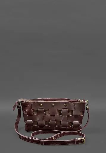 Шкіряна жіноча сумка Пазл S бордова Krast - фото 2