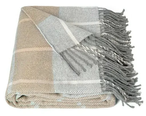 Плед бавовняний Vladi Валенсія Гаррі 200х220 білий-дим-пісок - фото 1