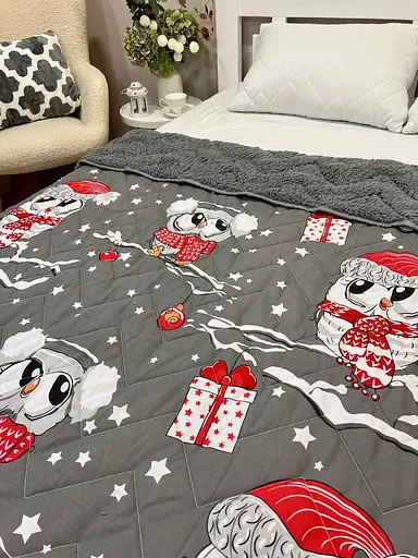 Дитяче покривало-ковдра полуторне 150 х 210 см  Сови Сірий - фото 2