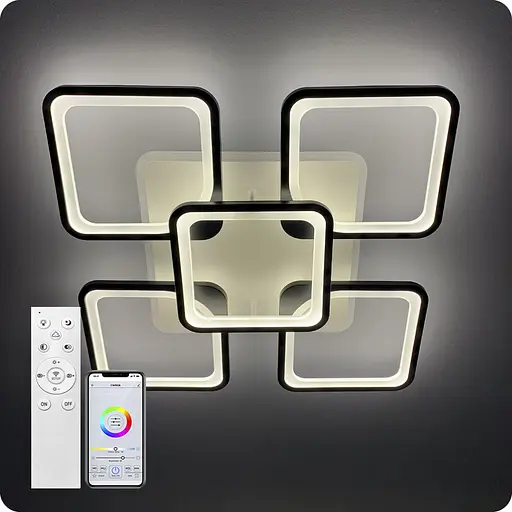 Люстра світлодіодна 517 Light 3color з пультом 180Вт Чорний (01760) - фото 1