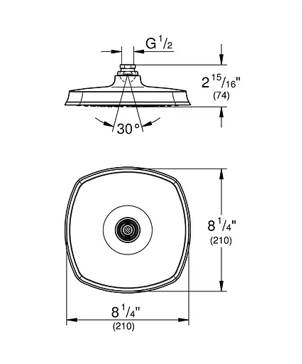 Верхний душ с 1 режимом струи Grohe Rainshower® Grandera™ 210 26473000, Хром - фото 2