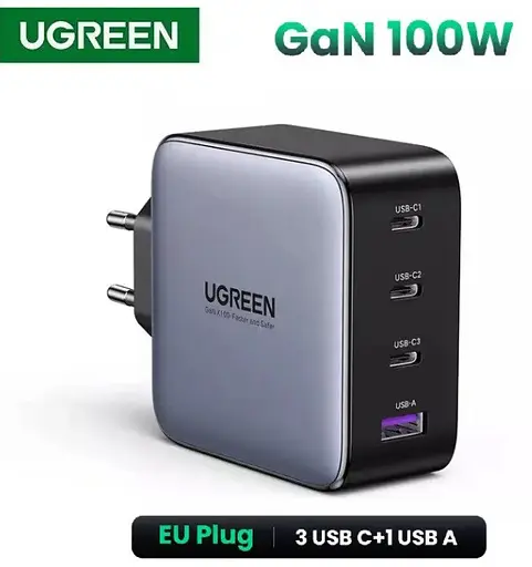 Універсальний портативний швидкий зарядний пристрій Ugreen CD226 GaN 100W 3C1A на 4 USB - фото 7