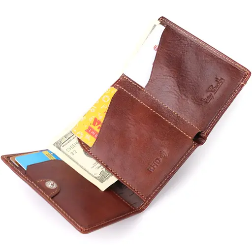 Кошелек для мужчин из глянцевой натуральной кожи Tony Perotti 7.2х10х1 см acs0032254 - фото 5