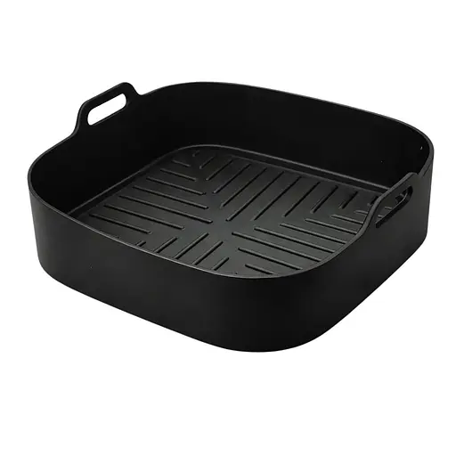 Квадратная плотная силиконовая форма для аэрогриля, духовки и мультипечи с ребристым дном 21.5х21.5 см Черный 88287 - фото 1