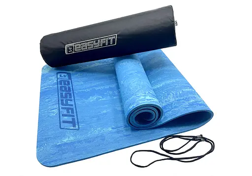 Коврик для йоги и фитнеса EasyFit PER Premium Mat 8 мм синий + Чехол (EF-1930s-1-BL) - фото 1
