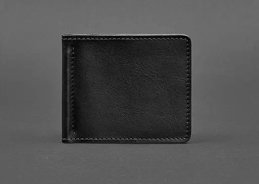 Мужской кожаный портмоне черный Краст 1.0 зажим для денег - фото 1