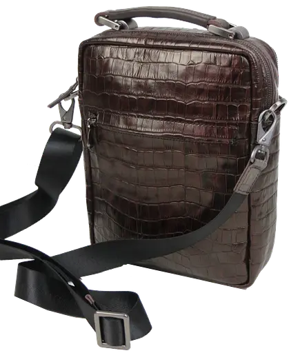 Мужская кожаная сумка, планшетка под крокодила коричневая Mykhail Ikhtyar sum0028774 - фото 4