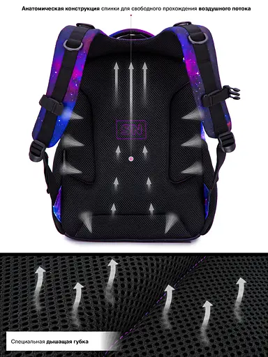 Школьный подростковый рюкзак фиолетовый для девочки Winner / SkyNamе 57-26 для старшеклассников - фото 4