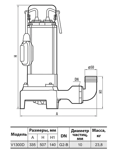 Дренажно-фекальний насос Sprut V1300D - фото 4