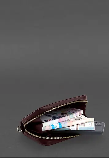 Кожаный клатч-купюрник 4.0 бордовый краст - фото 3
