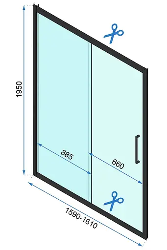 Душова кабіна Rea Rapid Slide 80x160 black REA-K6421 + REA-K6406, Чорний матовий, Універсальна, прозорий - фото 6