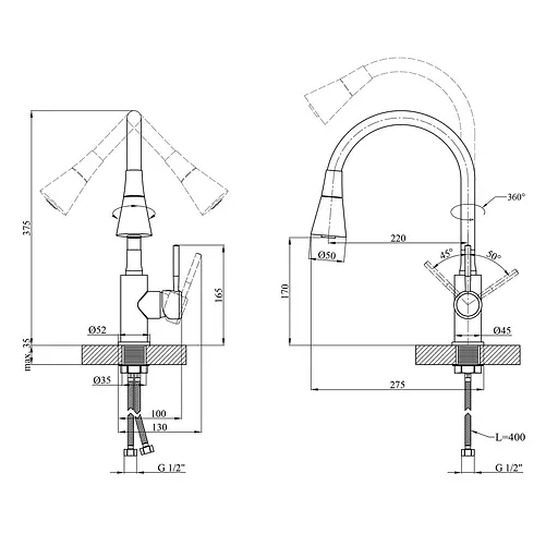 Смеситель для кухни Kroner KRM Kuche - C132RED Красный - фото 2