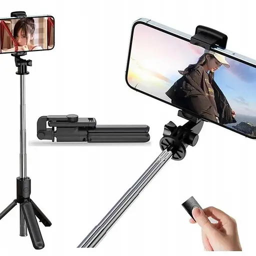 Монопод - штатив для селфи с пультом XO SS09 Multifunctional remote control selfie-stick черный - фото 6
