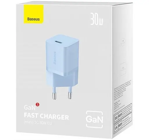 Зарядный адаптер быстрый Baseus GaN 5 FC mini USB-C 30 W (CCGN070603) синий - фото 5