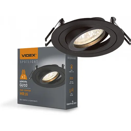 Світильник Videx під лампу GU10 врізний Круглий Чорний VL-SPF08R-B - фото 1