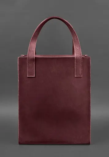 Шкіряна жіноча сумка шоппер Бетсі з кишенею бордова - фото 4
