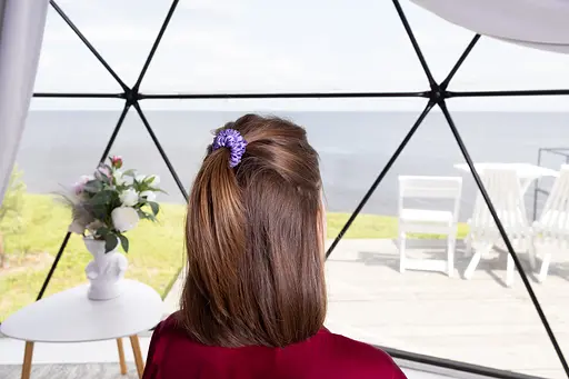 Подарунковий набір Чумацький Шлях Лавандовий: шовкова маска модель 3.1 + шовкова резинка для волосся розмір S + мило з ароматом лаванди (1227-02) - фото 10