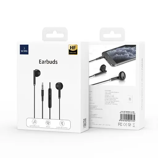 Навушники Wiwu EB312 3.5mm Wired earphone чорні - фото 2