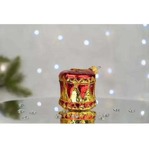 Ялинкова прикраса Санта Шоп Барабан червоний скло (4820001180268) - фото 2