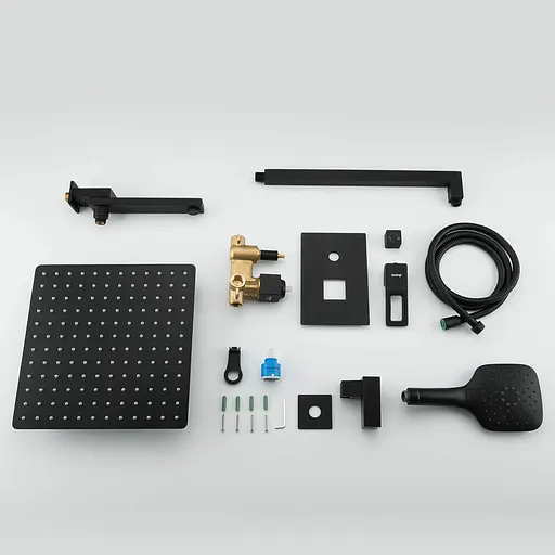 Душевая система скрытого монтажа Gappo G7117-6, излив - переключатель на лейку, 3-функции, Черный матовый - фото 9