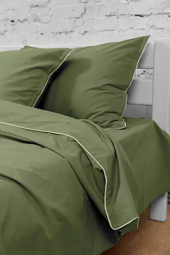 Комплект постільної білизни двоспальний євро 200х220 см варена бавовна White Dream Салатовий (1238)