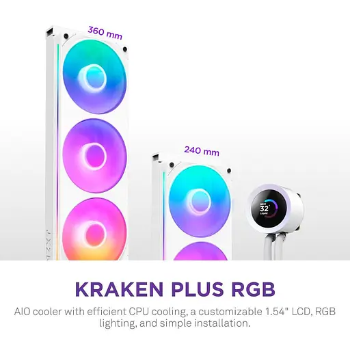 СВО NZXT Kraken Plus RGB V2 360mm White (RL-KR360-W2) - фото 6