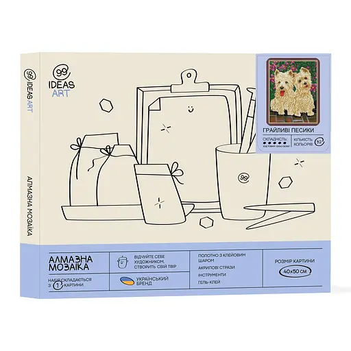 Набір з алмазною мозаїкою "Грайливі песики", 40*50 см, IDEA2-CK3687 - фото 2