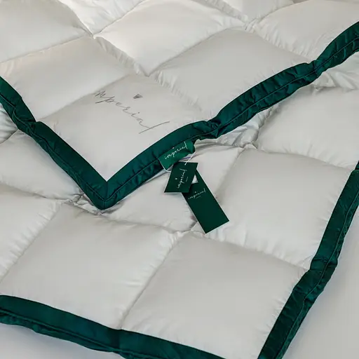 Ковдра MirSon Imperial Satin Luxe демісезонна 110х140 см біла із зеленим кантом - фото 11