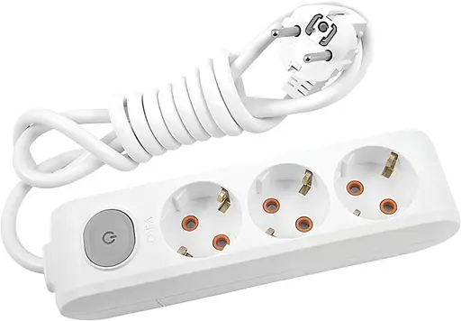 Подовжувач 3/3м з/заземл. з кнопкою білий (Multi-Let)