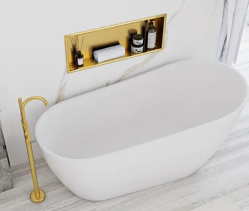 Вбудована полиця Rea 30x60 brushed gold з обідком REA-05608, Золотий - фото 5