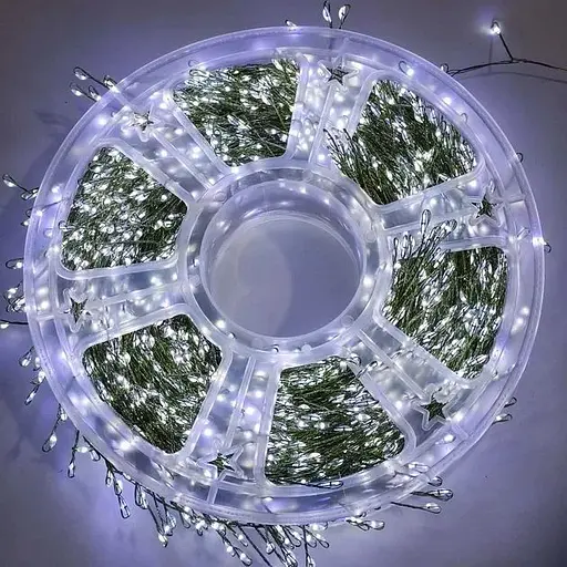Гірлянда Роса мішура на зеленому проводі 50 метрів 1500 LED Білий - фото 1