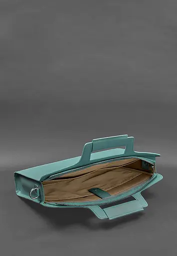 Жіноча шкіряна сумка для ноутбука та документів бірюзова - фото 4