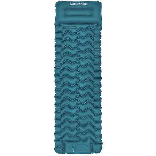 Матрас туристический надувной одноместный Naturehike CNK2550WS019, 200х60х6.5 см, синий со встроенной помпой для надува