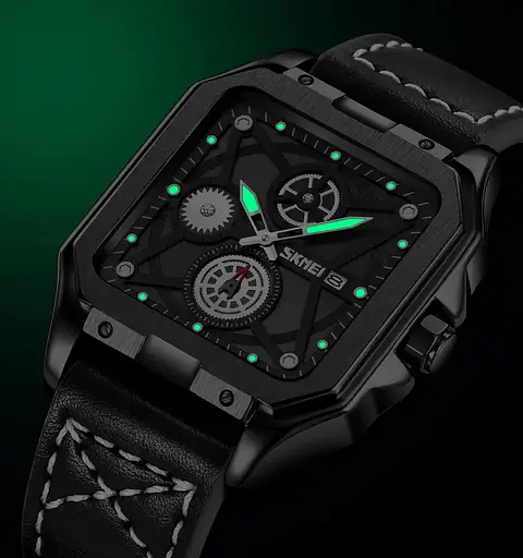 Часы мужские наручные классические Skmei 9330 (Черный с черным) - фото 3