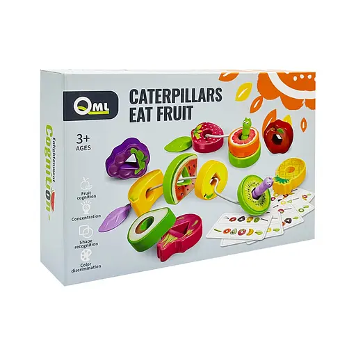 Детская игрушка "Шнуровка: Фрукты" Bambi M10C 12 продуктов, 2 веревки, 6 карт - фото 1